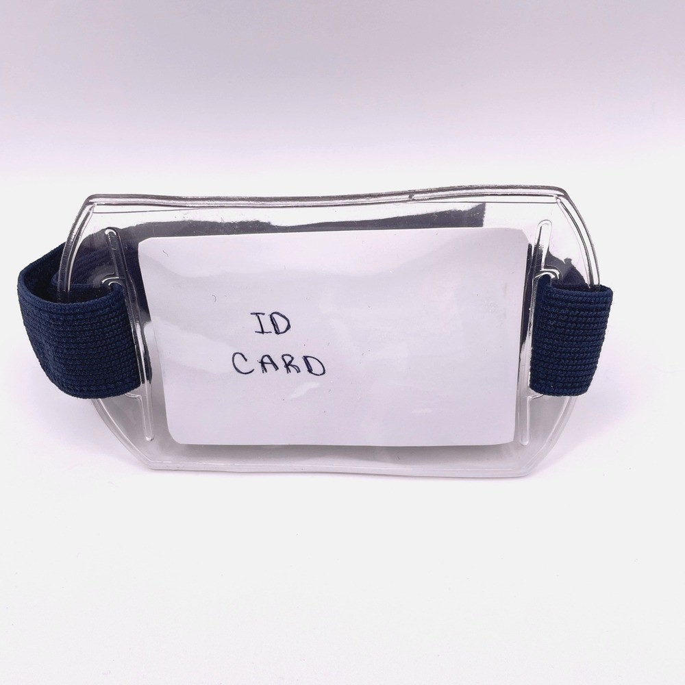41 Arm Band ID Badge Holders Horizontal Vinyl Navy Blue Adjustable Strap NEW